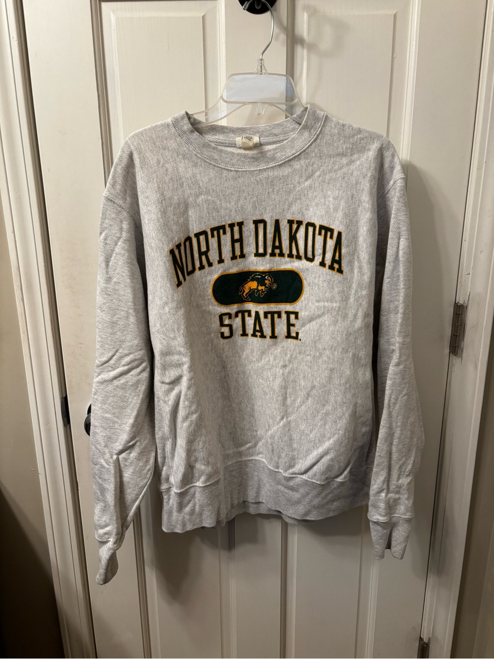 Champion Gray North Dakota State Sweatshirt with Green & Gold Logo